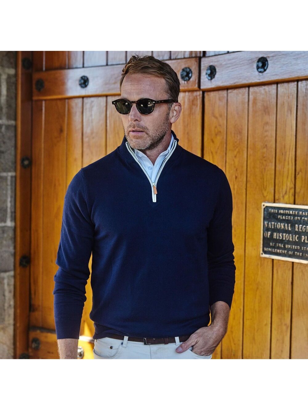 Collars & Co. NWT Luxury Cotton and Cashmere Quarter Zip Sweater - Size 3XL